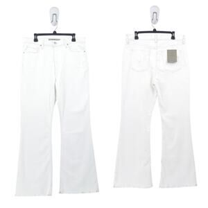 Hudson Women 34 Holly Jeans White Denim High Rise Flare Petite NEW FLAW